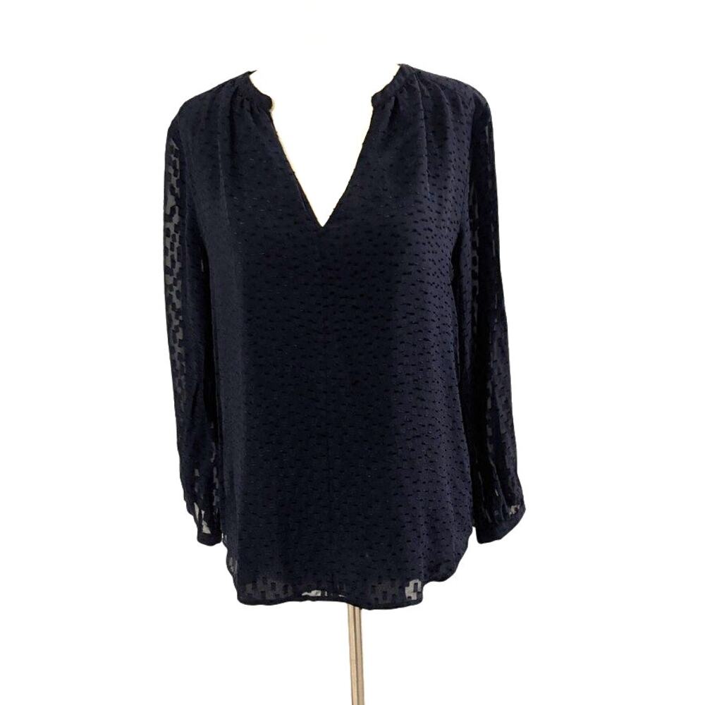 J.Crew Black Eyelet Blouse Silk Viscose Size 6